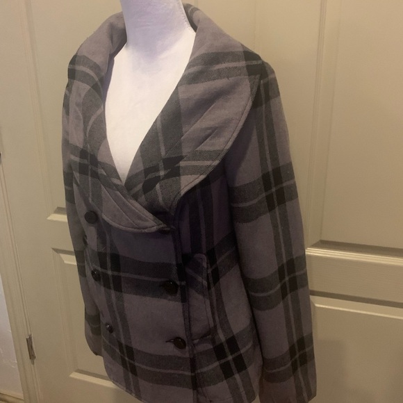 NWT Tulle by Anthropologie Plaid Pea Coat, Large - Picture 2 of 7